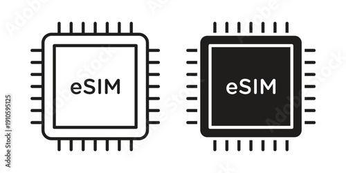 ESIM icon. simple thin line icon vector illustration pack on white