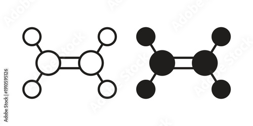 Ethylene molecule icon. simple thin line icon vector illustration pack on white