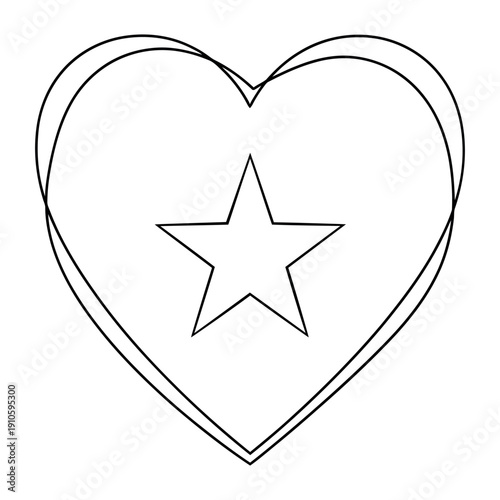 Simple heart icon with star symbol for love and excellence