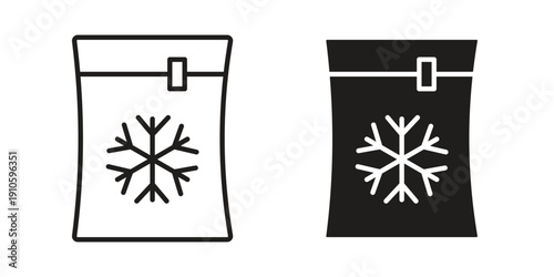 Frozen food bag icon. simple thin line icon vector illustration pack on white