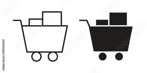 Full cart icon. simple thin line icon vector illustration pack on white