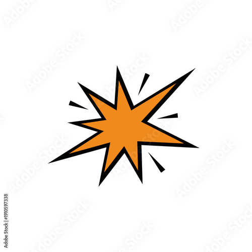 A simple orange starburst or explosion graphic with sharp points and radiating lines.