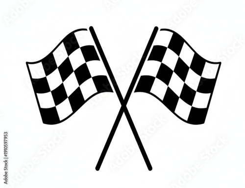 Final Finish Line: Symbolic Crossed Racing Checkered Flags for Victory