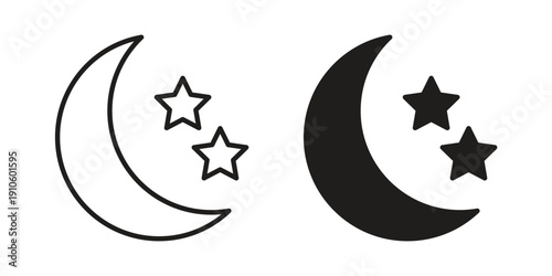 Night icon. simple thin line icon vector illustration pack on white