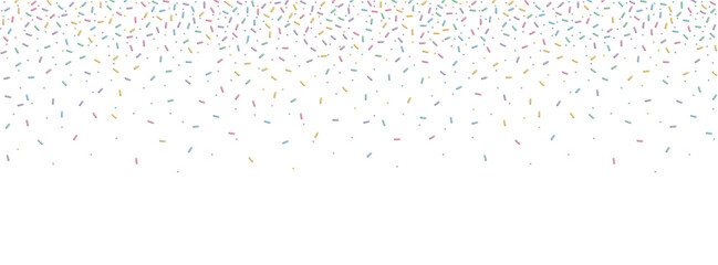 Colorful sprinkles banner background, colorful falling decorative sprinkles background
