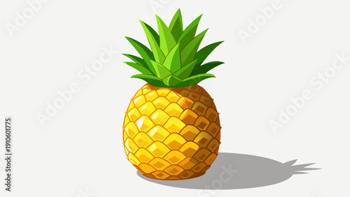 Whole Pineapple Tropical Fruit Illustration Isolated
