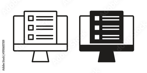 Online exam test icon. simple thin line icon vector illustration pack on white