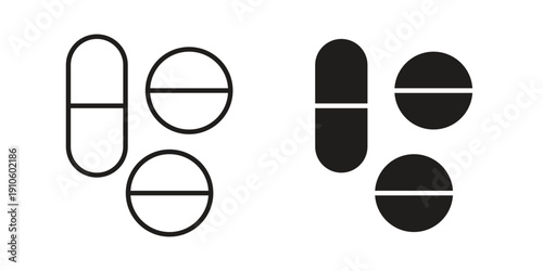 Painkiller pills icon. simple thin line icon vector illustration pack on white