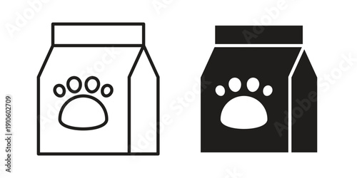 Pet food bag icon. simple thin line icon vector illustration pack on white