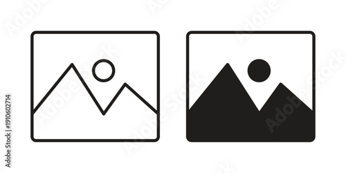 Photo icon. simple thin line icon vector illustration pack on white