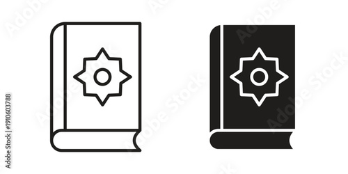 Quran book icon. simple thin line icon vector illustration pack on white