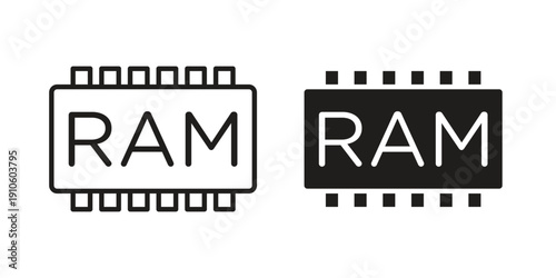 Ram memory icon. simple thin line icon vector illustration pack on white