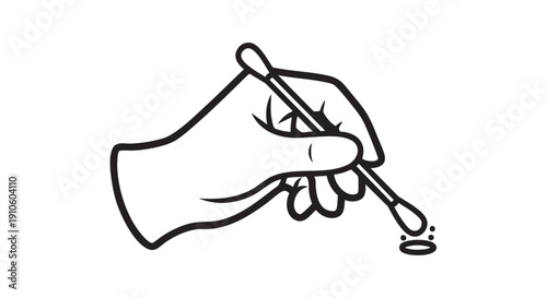Hand holding a spoon in a simple line art illustration from a straightforward viewpoint