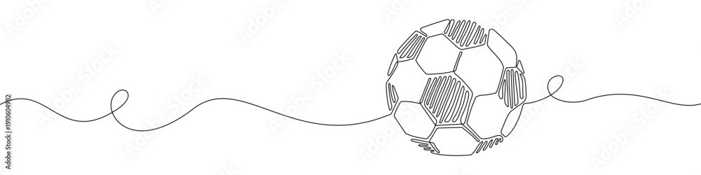 Fototapeta premium Vector pencil drawing illustration of soccer ball on white background. Football symbol. Athletic tool for healthy training and exercise. Hand drawn style design of sport equipment icon with line