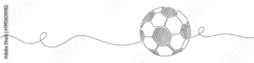 Vector pencil drawing illustration of soccer ball on white background. Football symbol. Athletic tool for healthy training and exercise. Hand drawn style design of sport equipment icon with line