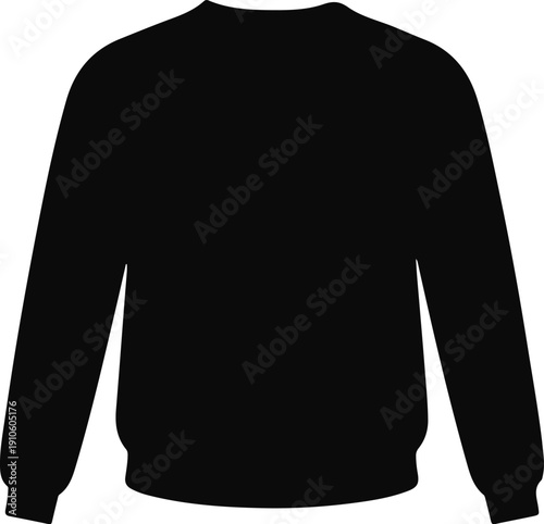 A black crewneck longsleeved sweater isolated on a transparent background for graphic design