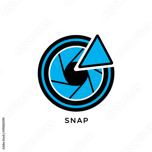 Free Download Abstract Camera Shutter Logo with Blue Triangles and 'SNAP' Text - GFXLoad