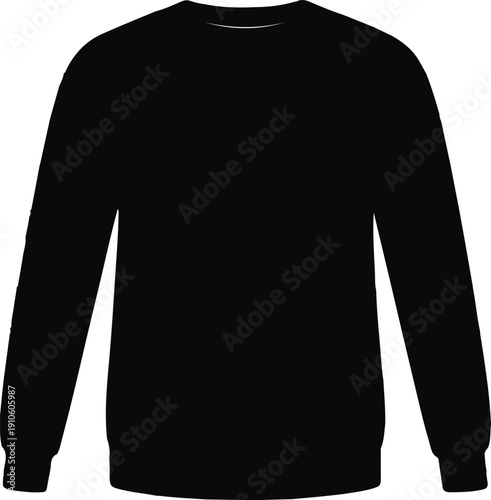 Slika na platnu A classic black crewneck longsleeved sweatshirt displayed fronton in a clean gra