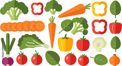 Colorful assortment of fresh vegetables and fruits.