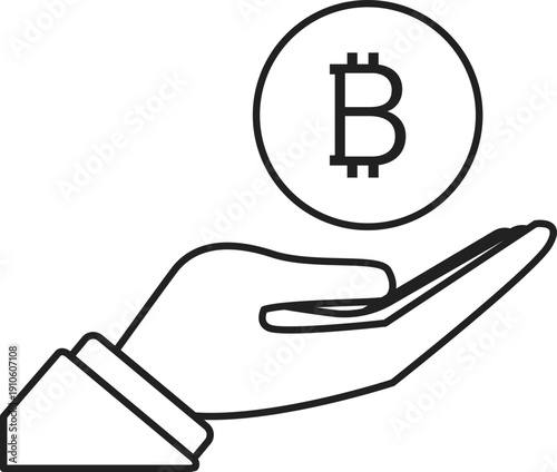 Hand holding a bitcoin symbol, representing cryptocurrency investment and digital finance concepts
