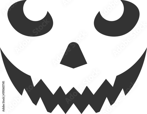 Spooky carved pumpkin face silhouette with glowing eyes and jagged teeth for Halloween