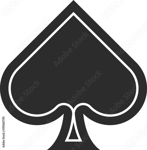 Black spade symbol on a white background, representing a playing card suit