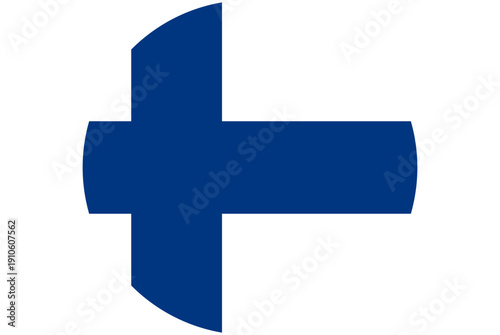 Finnish flag in a circle, representing the Nordic country of Finland and its national identity