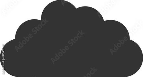 Dark gray cloud silhouette on a transparent background, simple and modern design element
