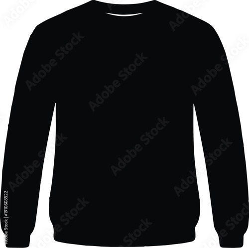 A plain black longsleeved crewneck sweater isolated on transparent background for design