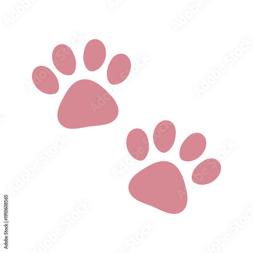 かわいい肉球のイラストセット　ピンク・犬・猫