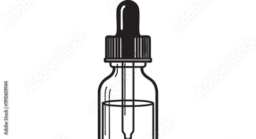A dropper bottle illustration with liquid inside viewed from the side