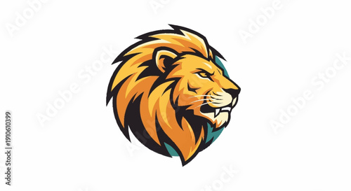 Majestic Lion Head Emblem Fierce Warrior Symbol.