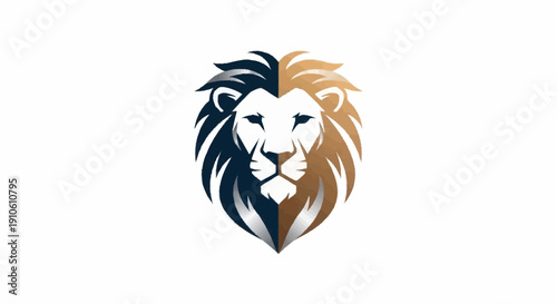 Majestic Lion Head Logo Design with Two-Tone Mane Symbolizing Strength and Royalty.