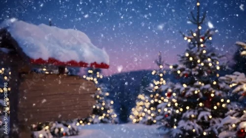 Festive Christmas intro featuring falling snow, glowing lights, and a red-green color scheme for holiday greetings or promotions