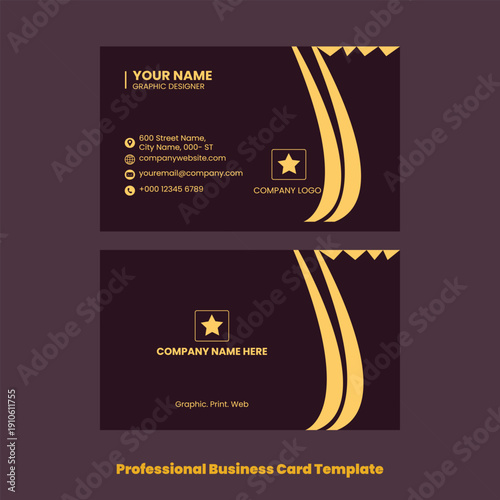 Creative Modern professional Dark blue and gold colourfull  Standard Business card Simple Template.