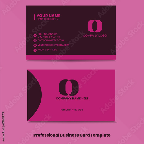 Creative Modern professional Black and Pink Standard Business card Simple Template.