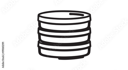 Illustration of a stack of disks viewed from the side, showcasing technology and storage in a simple graphic representation.
