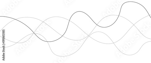 Technology abstract lines on white background. Undulate Grey Wave Swirl, frequency sound wave, twisted curve lines with blend effect