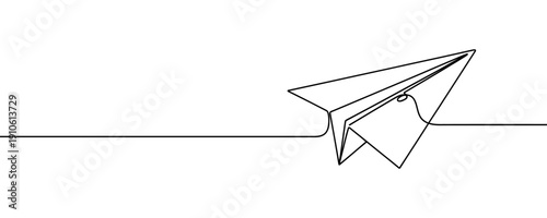 Wallpaper Mural Paper plane drawn in one line. Minimalist symbol of flight, travel, creative ideas, messaging, and childhood dreams. Torontodigital.ca
