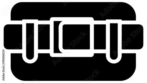 Black tactical duty belt icon isolated on white background for law enforcement and security