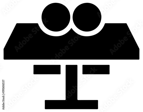 Black filled icon of table tennis table isolated on white background for design and sports concepts