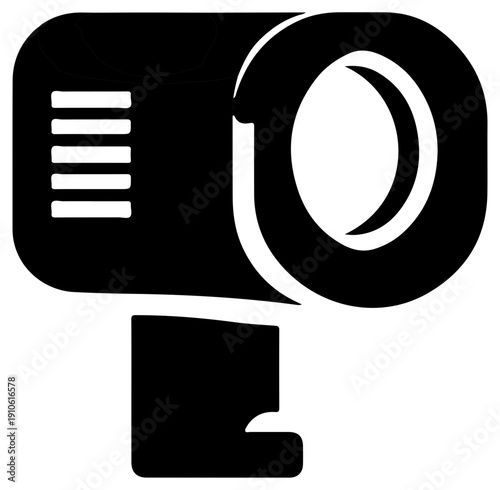Black thermal imaging camera icon on white background for graphic design