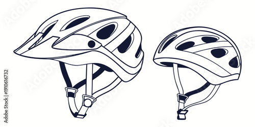 Two different styles of protective helmets designed for cycling and other sports