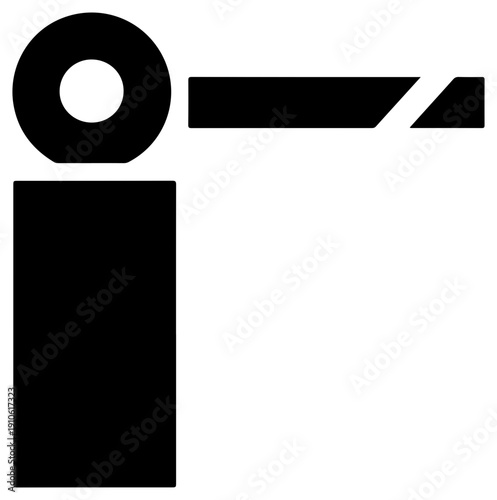 Black filled icon of an automatic barrier arm gate symbol curve graphic resource illustration