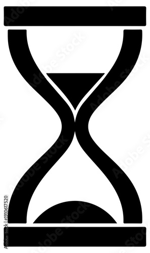 Black icon of hourglass symbolizing time and deadline on white background
