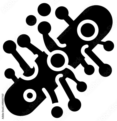 Black filled icon of rod shaped bacillus bacteria on white background microbiology symbol