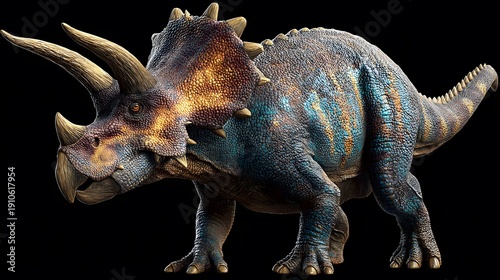 High Realism 3D Rendering of Nedoceratops Dinosaur with Transparent Background and Intricate Detail