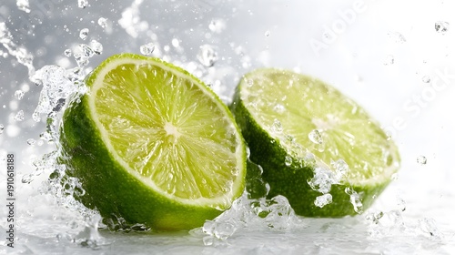 Lime with fresh water splash