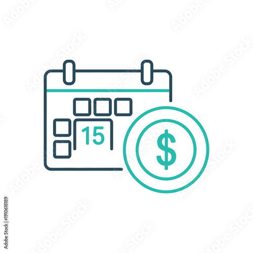 A calendar with a dollar sign on the 15th day of the month