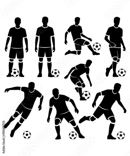 Mystery Soccer Player Silhouette Collection Action Poses Door Corner Design